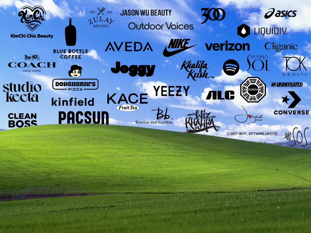 Brands and people we've worked with, including Outdoor Voices, Nike, Verizon, Spotify, Coach, Asics, Aveda, Blue Bottle, Converse, Pacsun, Yeezy, Liquid IV, Khalifa Kush, Joggy, Doughbriks and Undefeated.